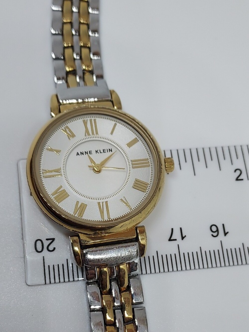 Vintage Anne Klein Two-Tone Gold & Silver Roman Numeral Bracelet Watch - Picture 11 of 12